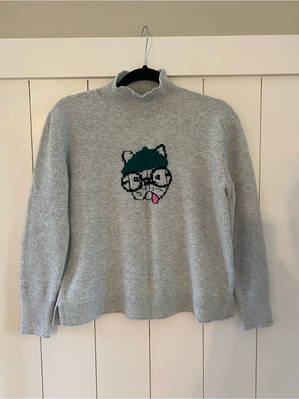 Loft Graphic French Bulldog Mock Neck Sweater